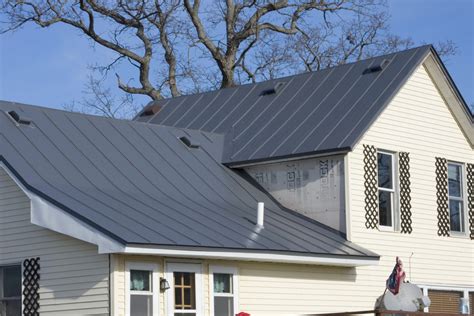 charcoal grey metal roof on white house|colors for metal roof houses.